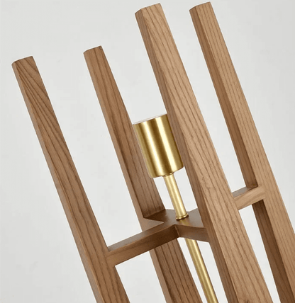 Modern Nordic Wooden Floor Lamp – Sculptural Lighting with Warm LED Glow