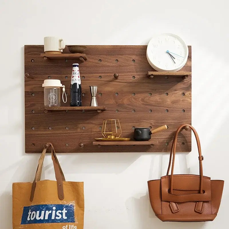 Storage & Organization, Storage & Organization, Storage & Organization, Elegant Walnut Wood Pin Board with Adjustable Shelves