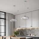 Nordic Cloud Glass Pendant Light – Smoky Grey Designer LED Chandelier in a modern kitchen setting.