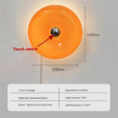 Glass Donut Wall Lamp in orange with touch switch, 30cm size, ideal for bedroom or living room.