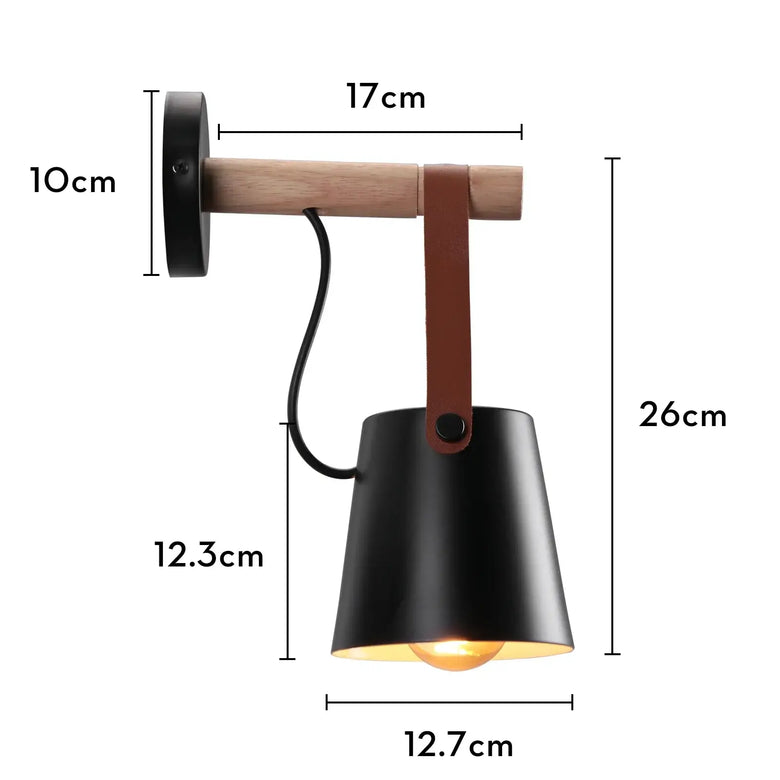 Collection of Modern Nordic Wooden Wall Lights with a stylish black and wooden design, perfect for modern interiors.