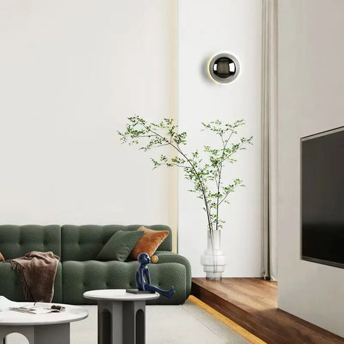 Circular Metal Wall Light with Ambient Halo Effect