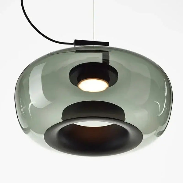Modern Glass Pendant Light with Iron Detailing