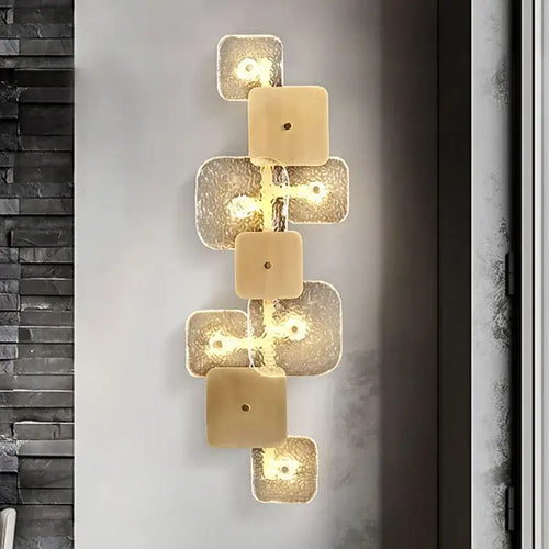 Vintage Glass & Brass Wall Lights - LED Sconce