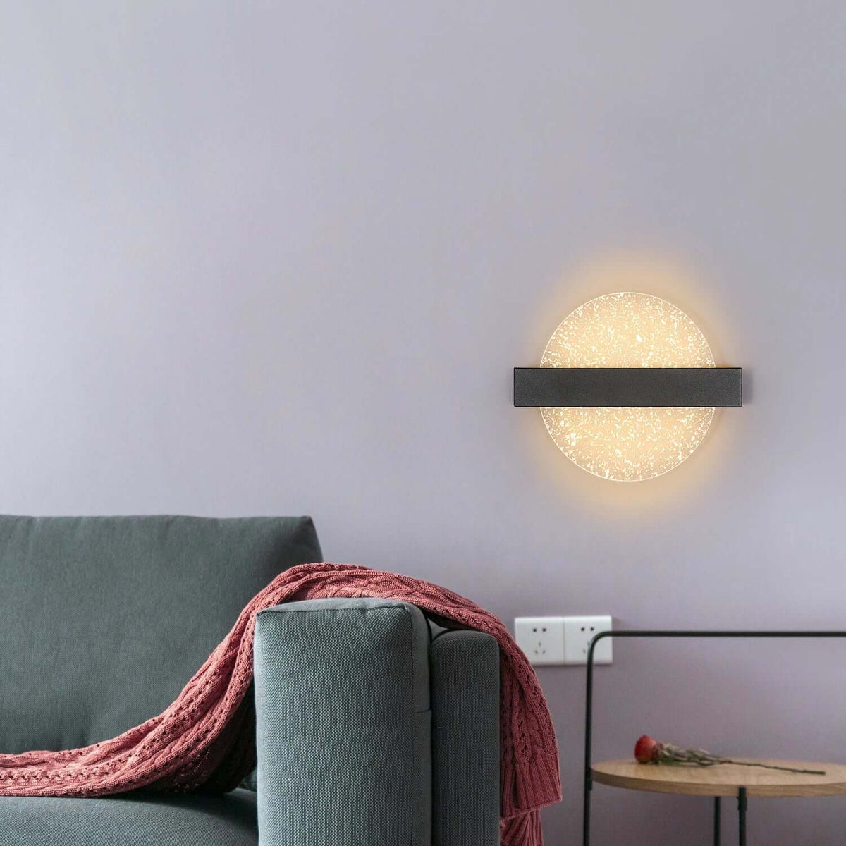 Modern Textured Disc Dimmable LED Wall Light, Black or Gold