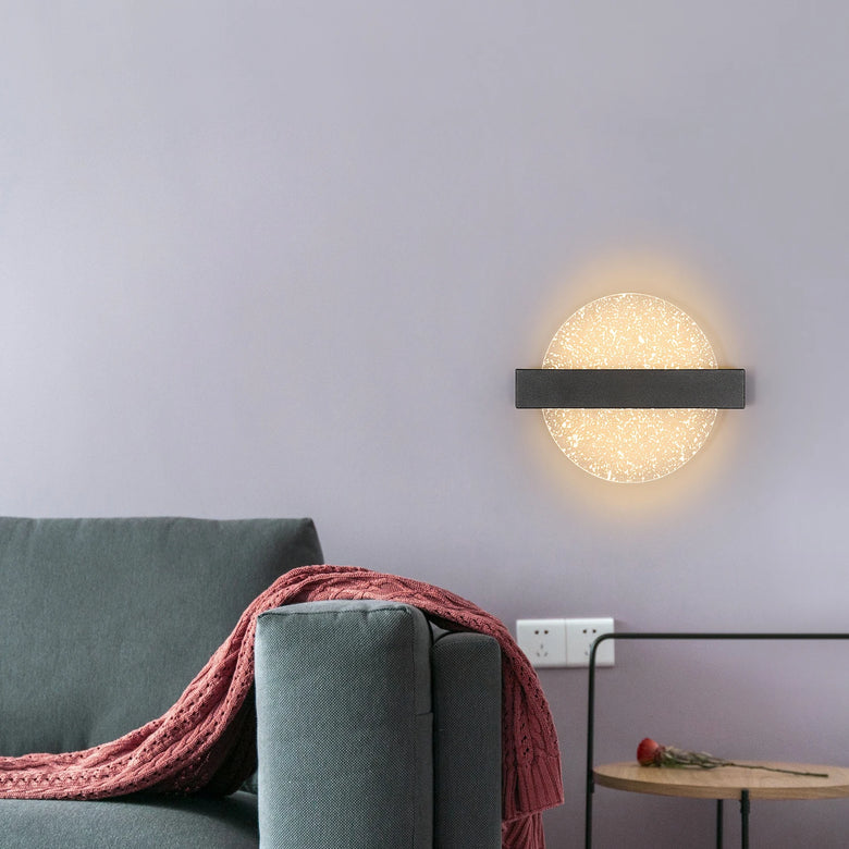 Modern Textured Disc Dimmable LED Wall Light, Black or Gold