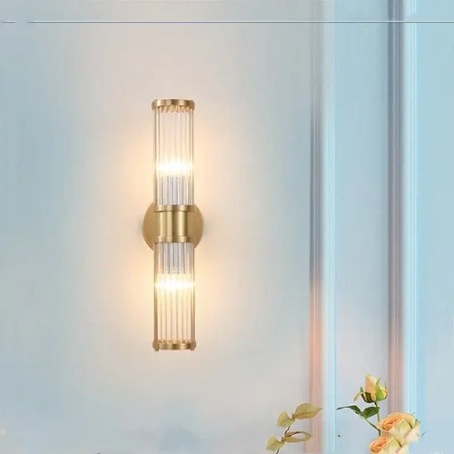 Art Deco Brass & Crystal Bathroom Sconces