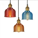 Illuminate Your Space: Stained Glass Retro Glass Chandelier with red, blue, and amber shades.