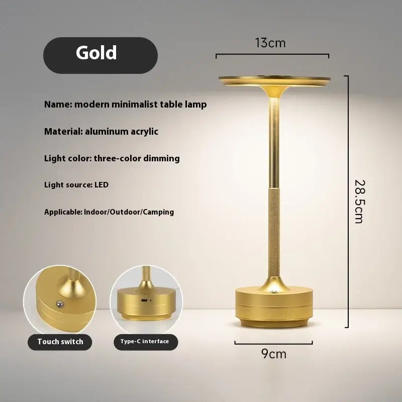 Minimalist Lantern or Disc Cordless Table Lamp – Rechargeable