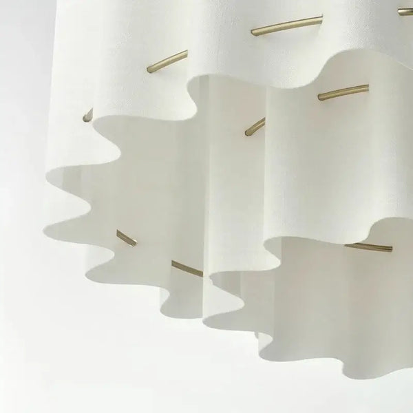Nordic Wabi-Sabi Fabric Pendant Light 50cm showing hand-knitted fabric shade with sculptural, layered silhouette.