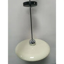 70s Dine In Kitchen Ceiling Light featuring a retro design with a glossy white shade and chrome details.