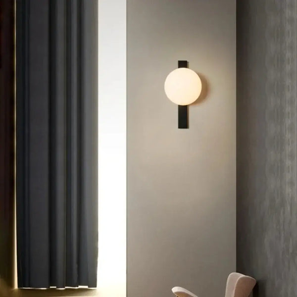 Decorative Lighting Fixture With Milk White Glass Sphere mounted on a stylish wall in a modern setting.