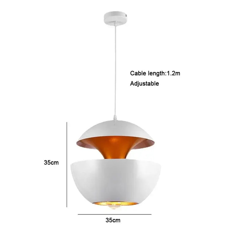 Kitchen Island Scandi Pendants: Adjustable white lamp with gold accent, 35cm diameter, perfect for modern interiors.