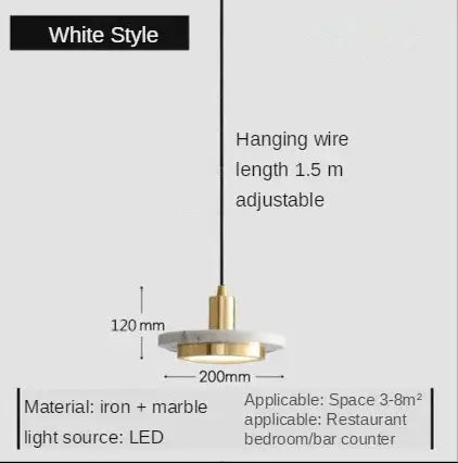 Marble LED Pendant Lights – Modern Elegance Redefined with adjustable iron and marble design, ideal for various spaces.