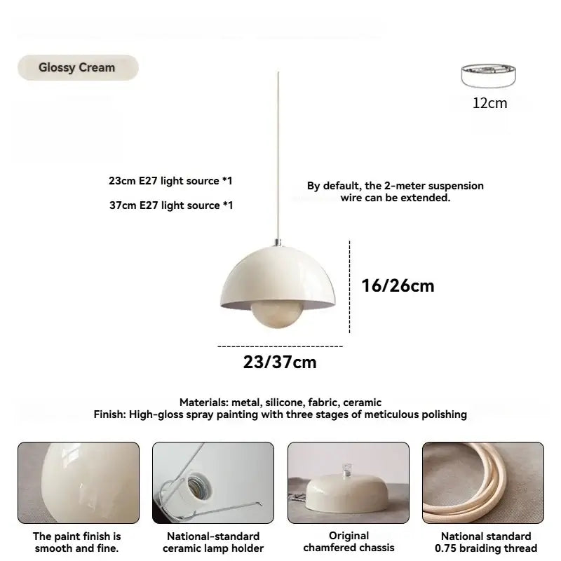 Mid-century Retro Glossy Dome Pendant Lights