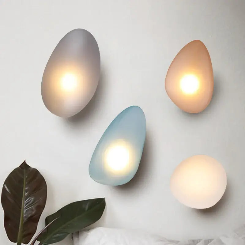 Frosted Glass Pebble Wall Lamp - Nordic Style