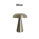 Touch Dimming Rechargeable USB Metallic Table Lamp in silver color, featuring a modern design and touch control.