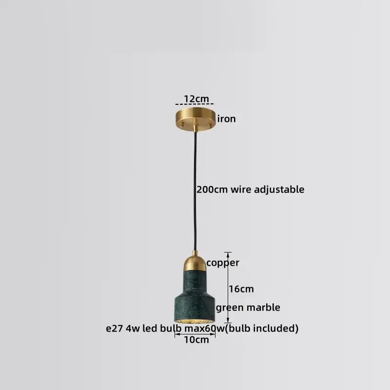 Art Deco Marble And Polished Copper Pendant Lights