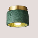 Italian Marble Downlight in Green or White Marble - Elegant green marble ceiling light with gold accents.