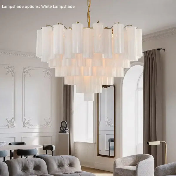 Murano Glass Tiered Chandelier with Gold Frame