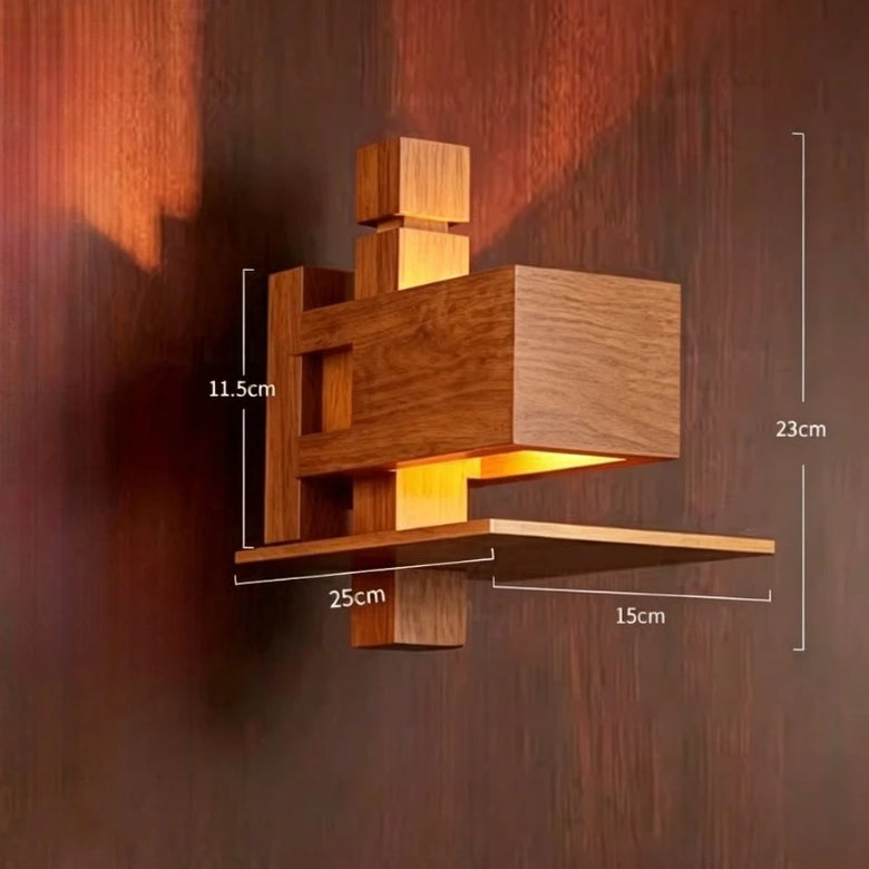 Modern Geometric Wood Wall Light with Sculptural Design