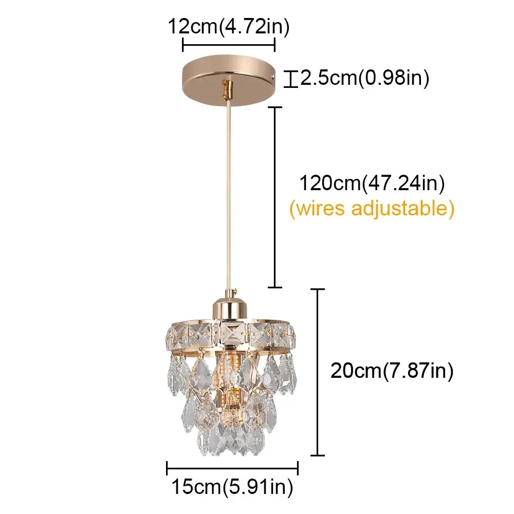 Gold K9 Crystal Mini Pendant Light – Modern Glam, 120cm Wire