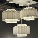 Nordic Wabi-Sabi Fabric Pendant Light 50cm with layered fabric shades and soft white illumination.