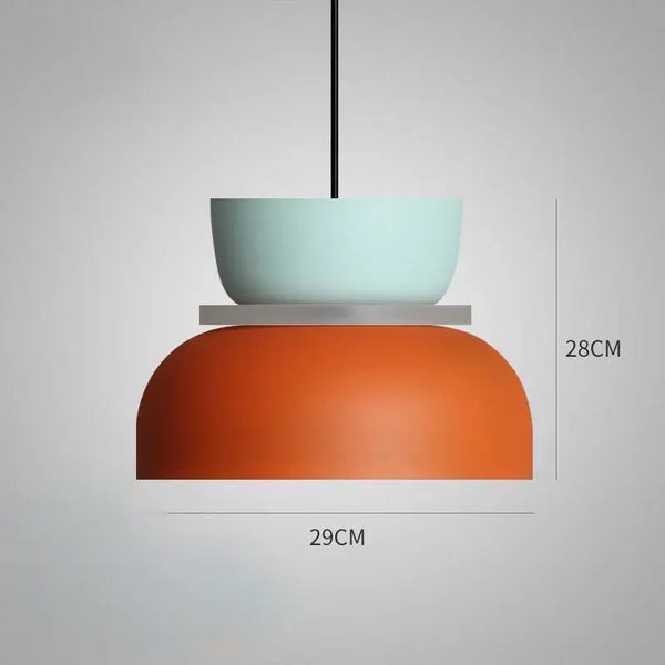 Customizable Modern Pendant Lights showcasing vibrant colors, unique design, and precise dimensions of 29CM and 28CM.