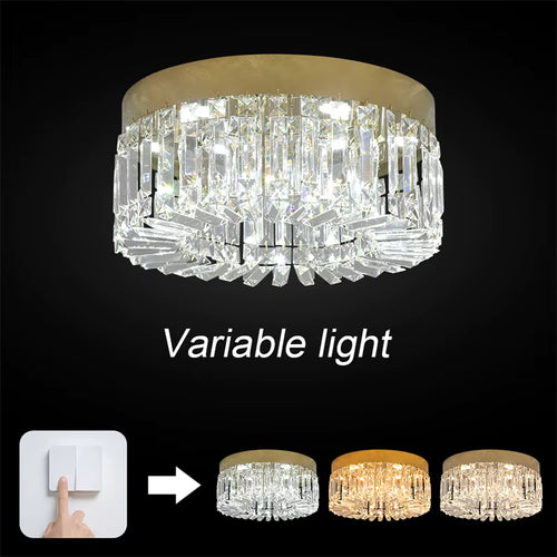 Modern Glam Crystal Flush Ceiling Light | Gold or Silver