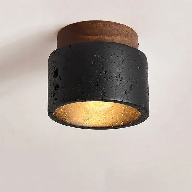 Black Travertine Ceiling Lamp - Modern Wabi-sabi