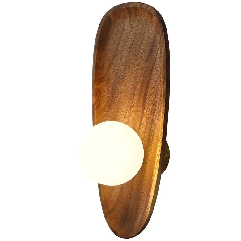 Applique murale en bois naturel et vitrail