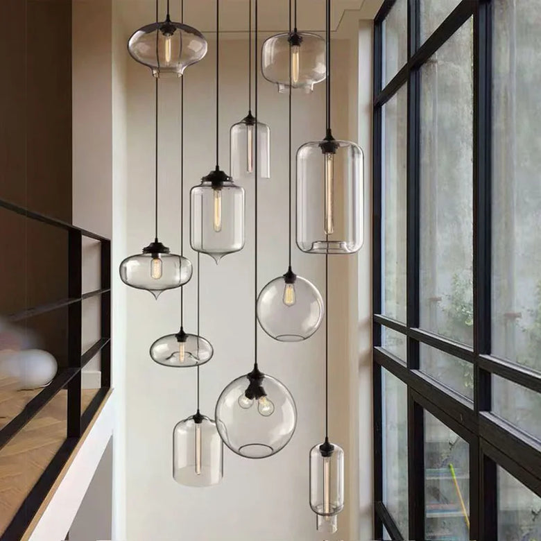 Nordic Mouth-Blown Glass with LED Filament Pendant Light