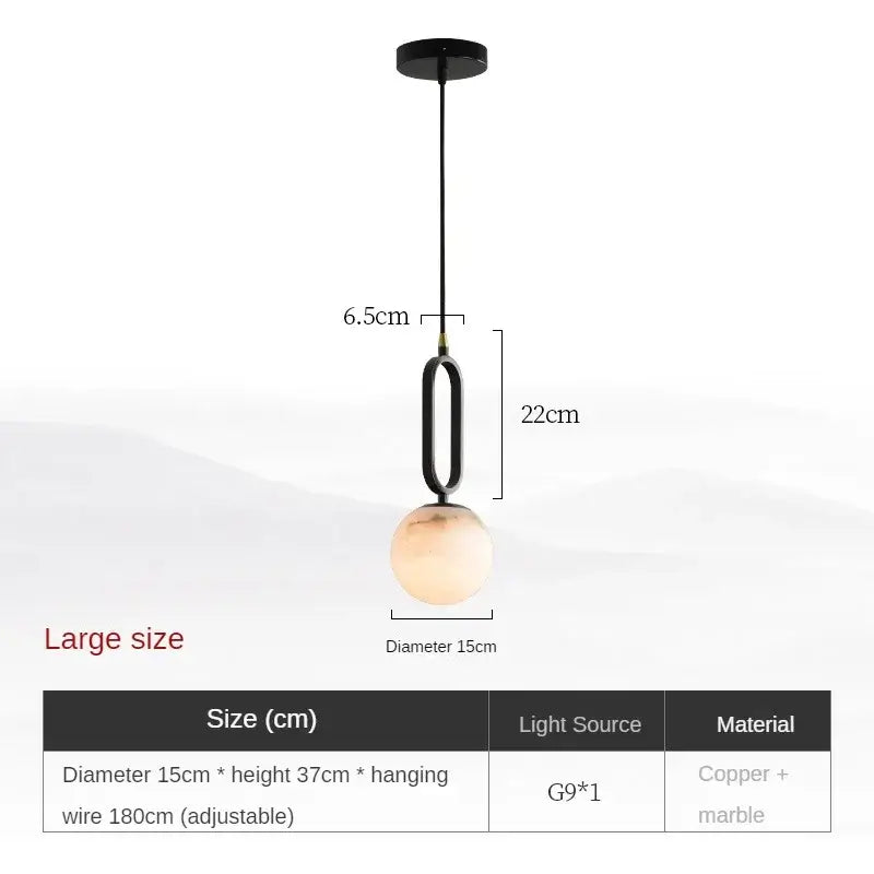 Marble And Copper Globe Hanging Lamp