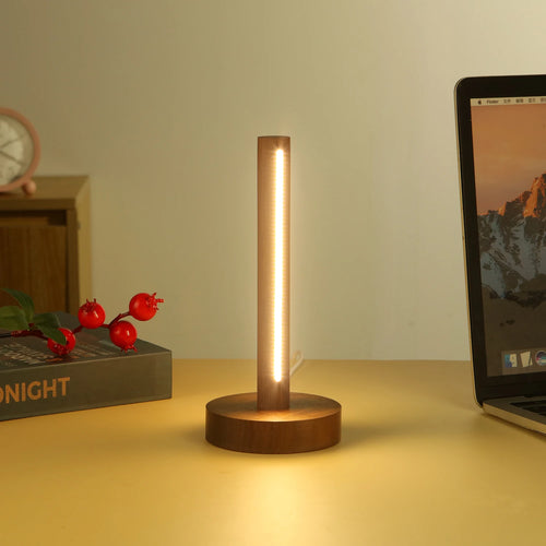 Japandi Cordless Wood Table Lamp – USB Powered, Walnut or Beech