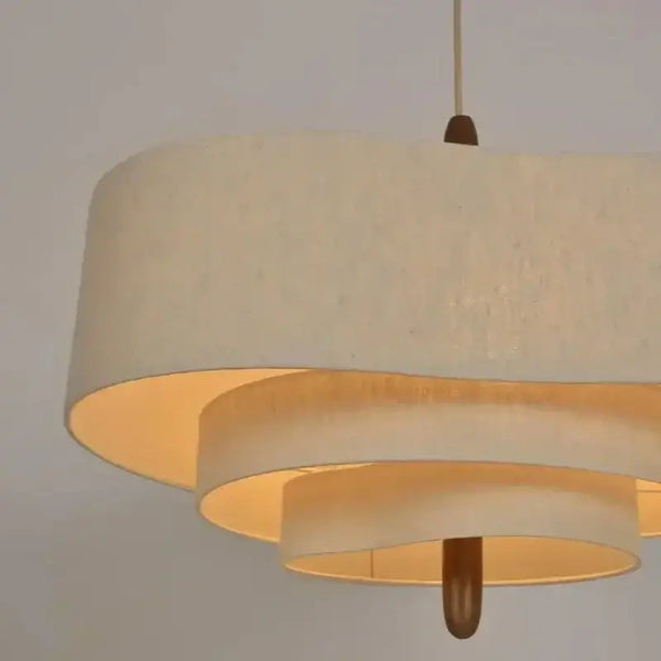 Elegant Linen Fabric Chandelier with soft glowing fabric shades, adding sophistication and charm to any room.