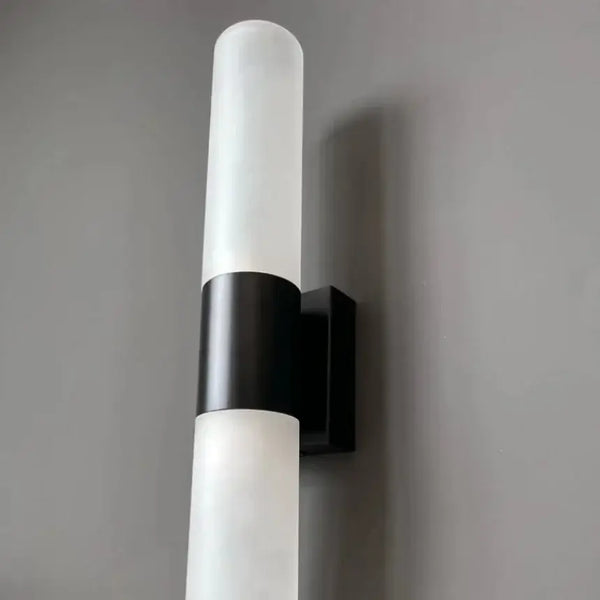 Large Modern LED Wall Lamp (42cm) featuring a sleek design with a black base and frosted acrylic shade.