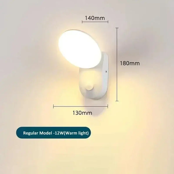 Modern Simple LED Outdoor Wall Lamp dimensions and warm light features, showcasing its sleek design and functionality.