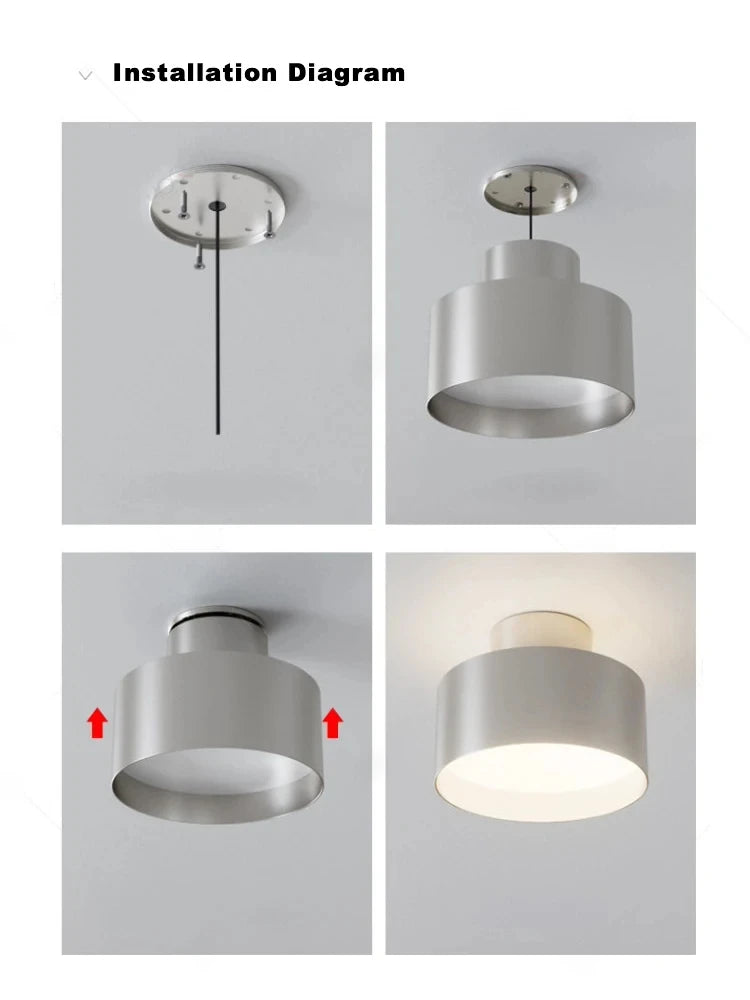 Plafonnier Tambour Moderne en Métal 140mm