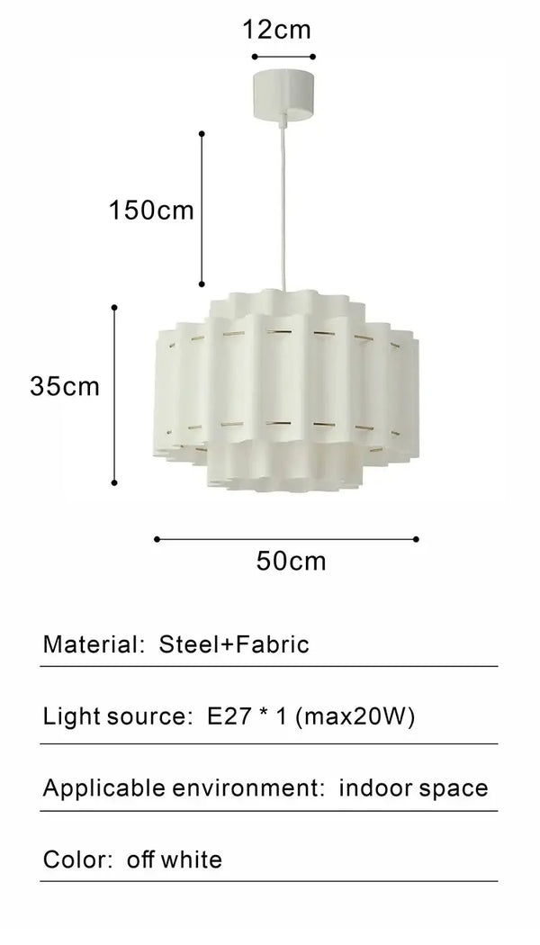 Nordic Wabi-Sabi Fabric Pendant Light 50cm with off-white hand-knitted shade and adjustable cord.