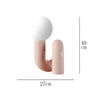 Sculptural Resin Table Lamp – Italian-Inspired Modern Lighting in soft pink with frosted globe, dimensions 40cm x 27cm.