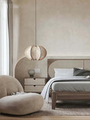 Nordic Spider Web Pendant Light inspired by the 70s! in a stylish bedroom setting with modern decor.