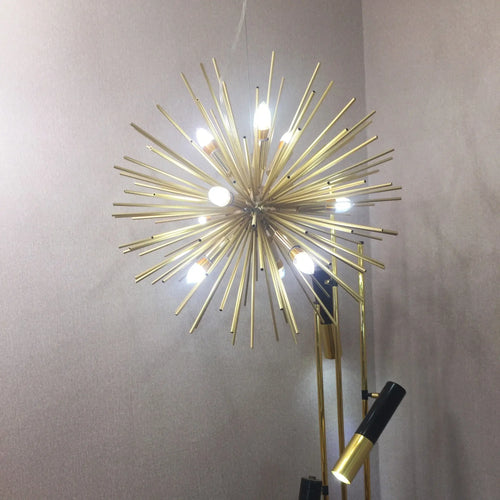 Gold Starburst Chandelier – Mid-Century Modern, 9 or 12 Lights