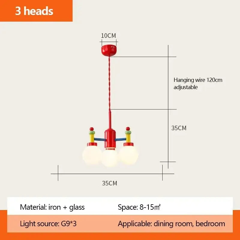 Lego like playful and colourful wall & ceiling light with 3 heads, perfect for dining room or bedroom decor. Material: iron and glass.