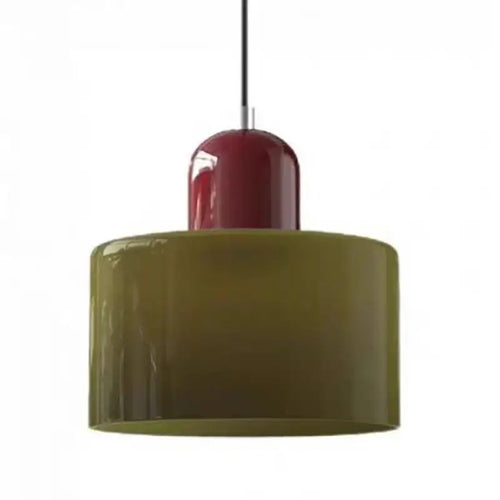 Colourful Glass Pendant (15cm x 16cm) in green and red, showcasing Nordic design and elegant simplicity.