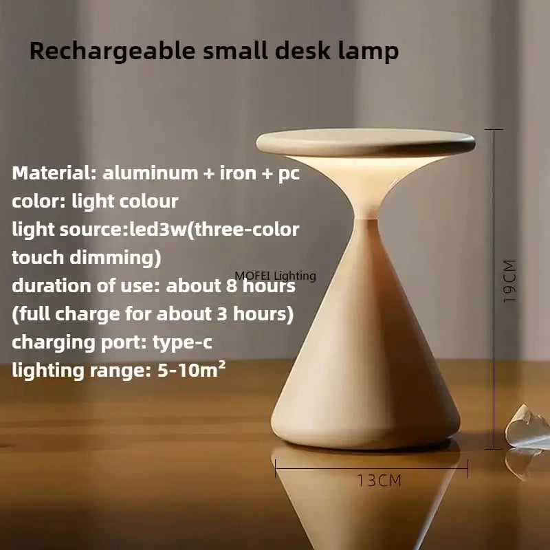 Cordless Minimalist Hourglass Table Lamp – Rechargeable