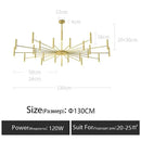 Modern Starburst LED Chandelier – 24-Light Sculptural Ceiling Statement with dimensions and specifications.