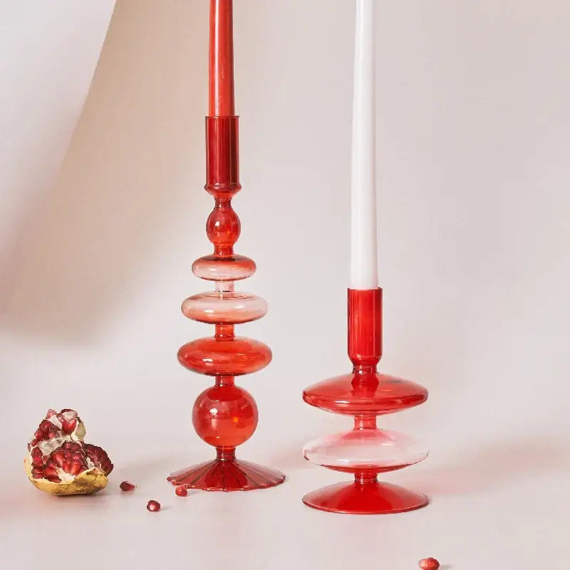 Elegant Red Glass Candle Holders | Shop Now