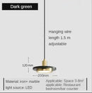Marble LED Pendant Lights – Modern Elegance Redefined in dark green with adjustable hanging wire and LED illumination.