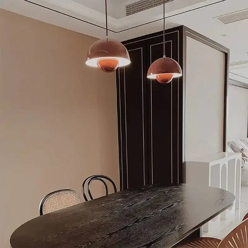 Contemporary Pendant Light in a stylish kitchen setting, featuring colorful design and warm white illumination.