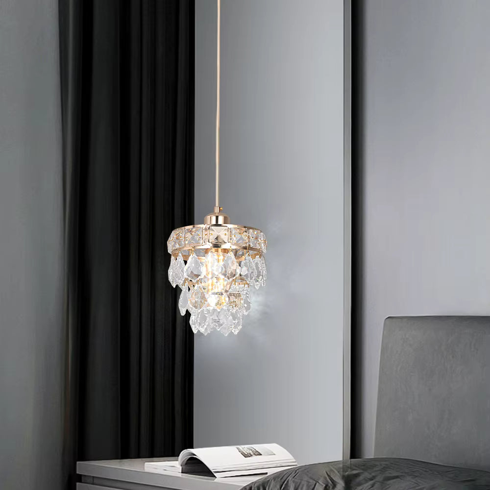 Gold K9 Crystal Mini Pendant Light – Modern Glam, 120cm Wire